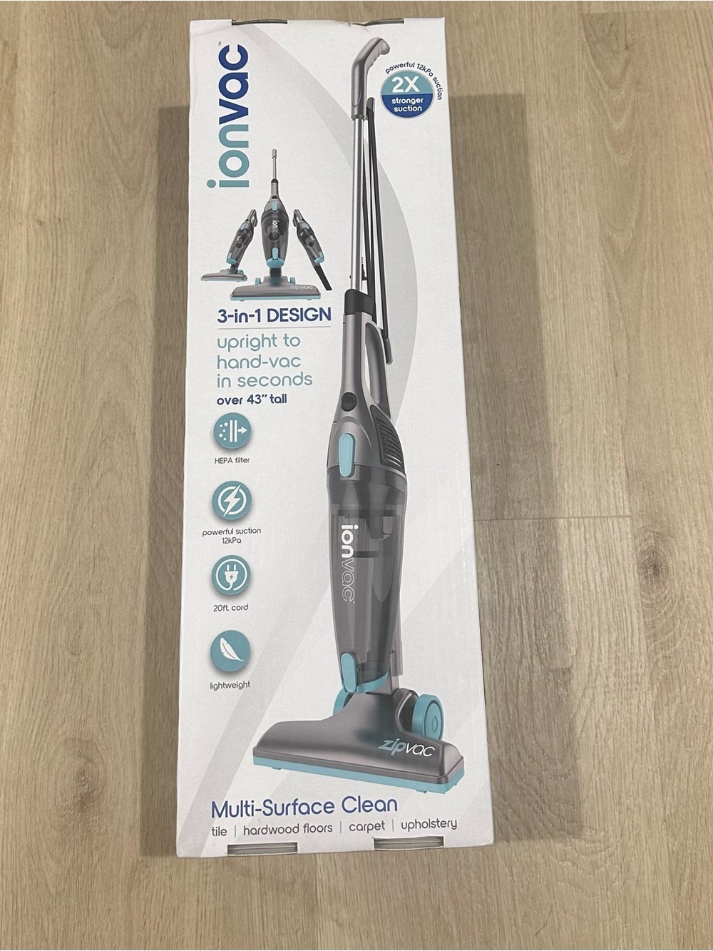 3-in-1 Multi-Surface Upright Vacuum Cleaner in Gray/Teal
